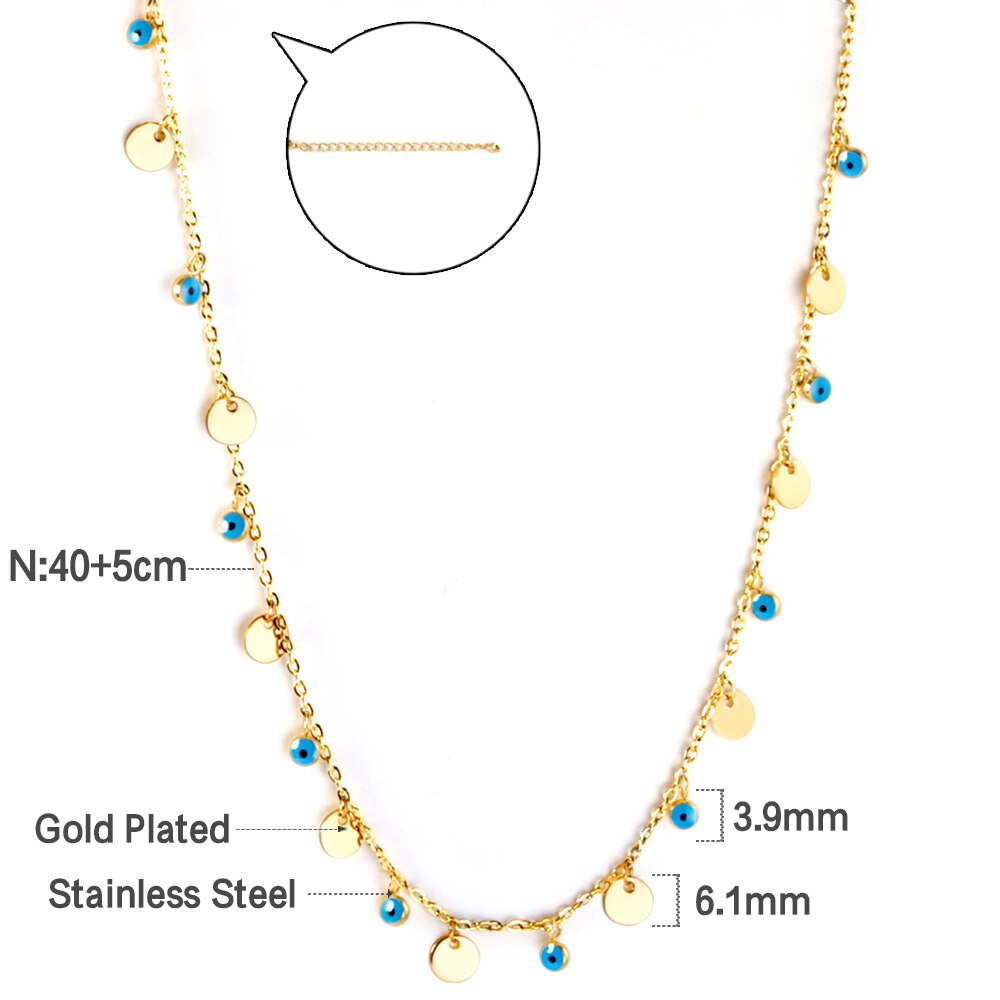 Bohemian Summer Colorful Evil Eyes Beads Necklace For Women Girls Stainless Steel Cross Charm Thin Choker Boho Jewelry