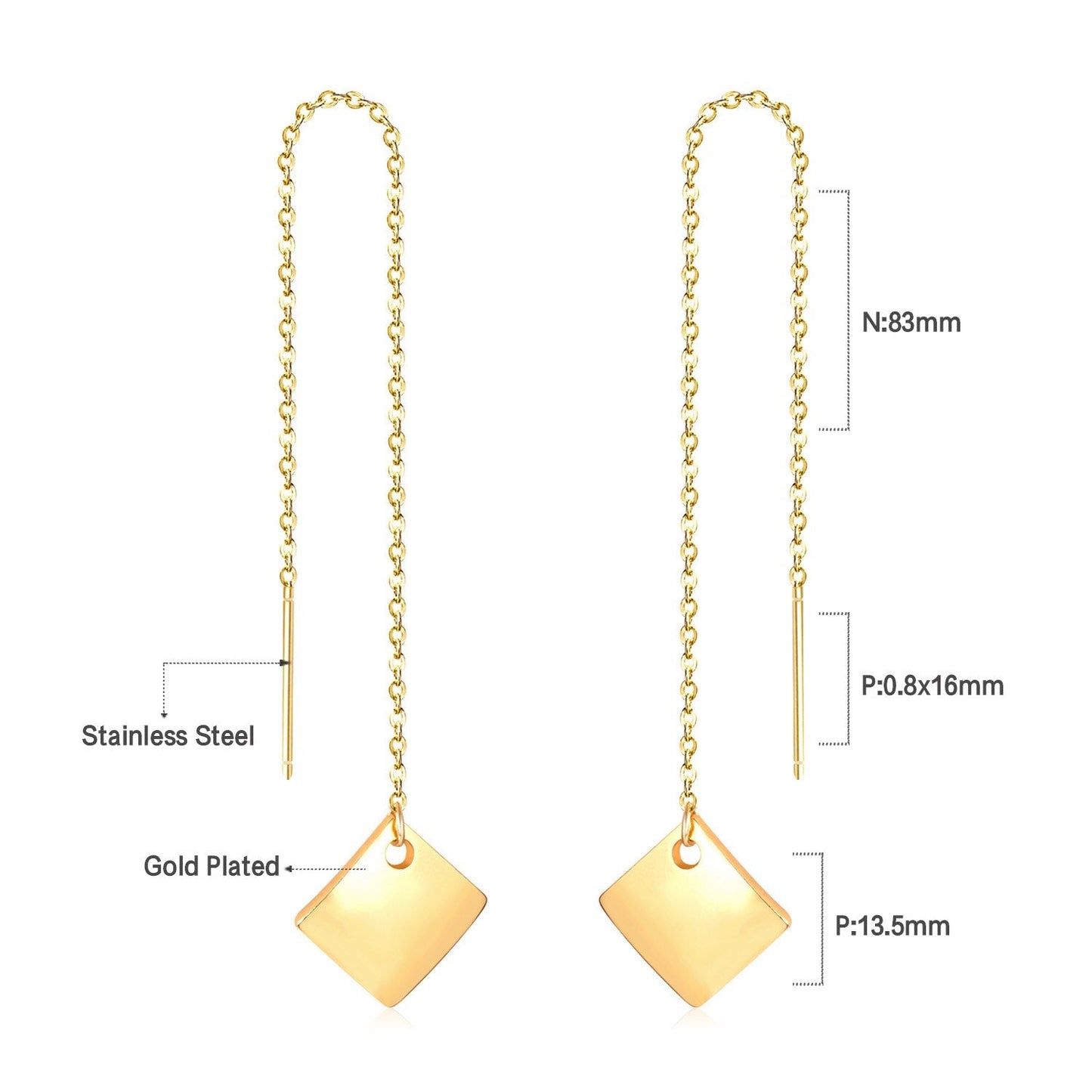 Simple Tassel Linear Chain Long Drop Earrings For Women Girl Geometric Star Hanging Ear Line Japan Korean Jewelry 2022