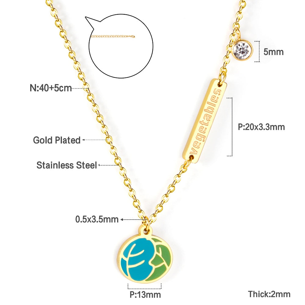 Enamel Girls Kids Jewelry Cute Crystal Strawberry Pendant Necklace for Women Stainless Steel Waterproof Sweet Choker Birthday Gifts