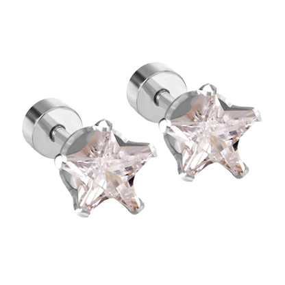 ASON Punk Small Star Screw Piercing Stud Earrings Cubic Zirconia Stainless Steel Gold Color Fashion Jewelry For Women Gift