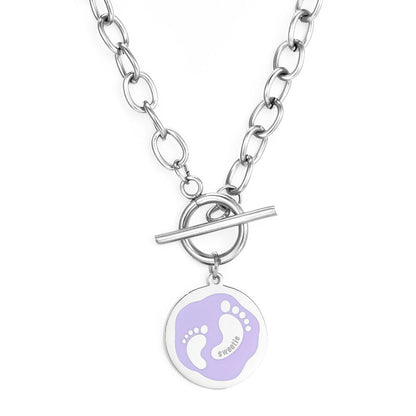 Purple Collier Blue Pattern Jewelry Link Chain Necklace For Woman Designer Charms 2022 New Aesthetic Girls Colliers