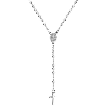 Wholesale Ason Long Scapular Catholic Rosaries Beads Christian Cross Pendant Necklaces Stainless Steel for Women Men Jewelry Chokers