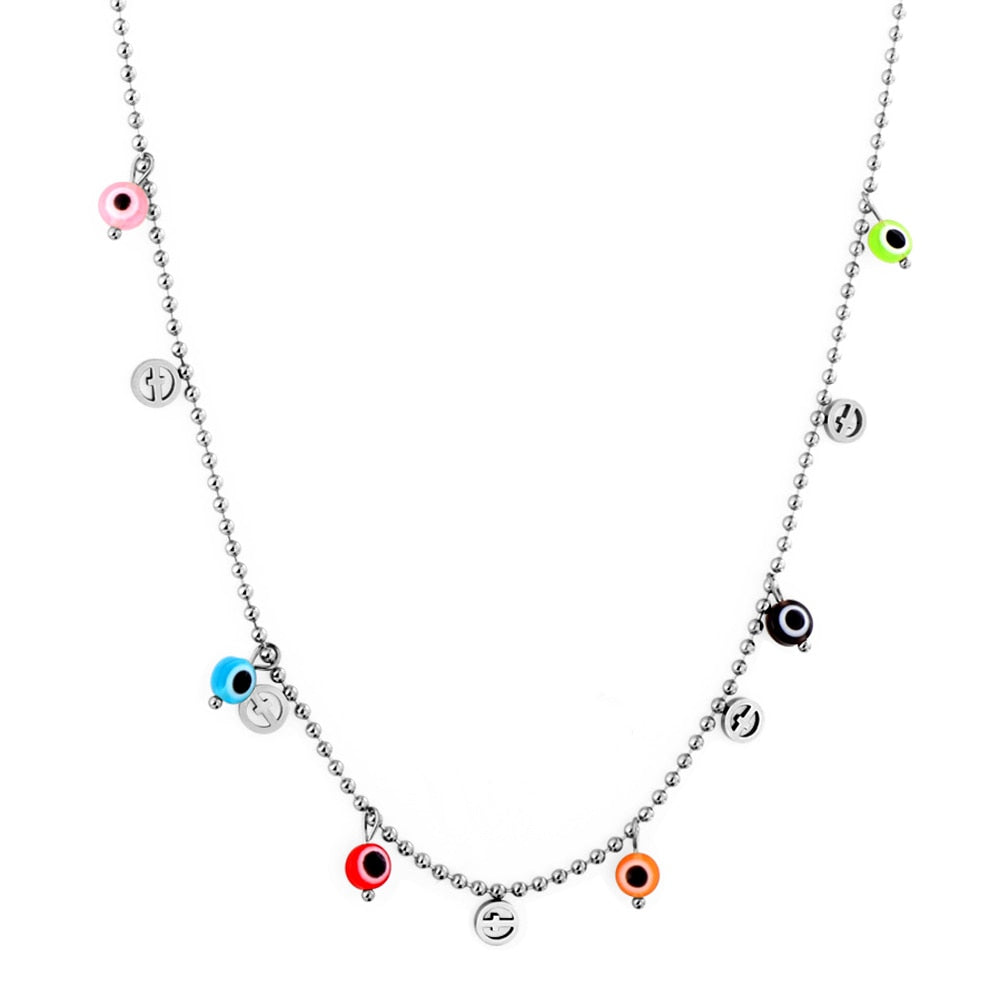 Blue Turkish Eyes Jewelry Evil Eyes Necklaces For Woman Stainless Steel Choker Fashion Aesthetic Eyes Strange Thing
