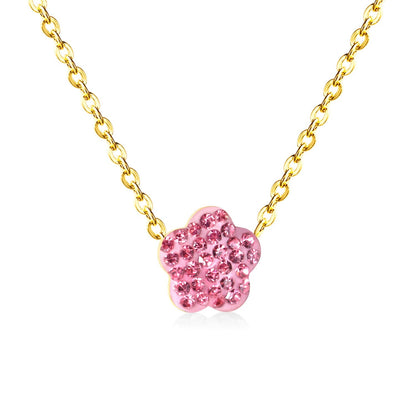ASON Flower Clay Pendant Necklaces Stainless Steel 12 Color Wholesale Chain Jewelry Female Party Necklaces Wedding