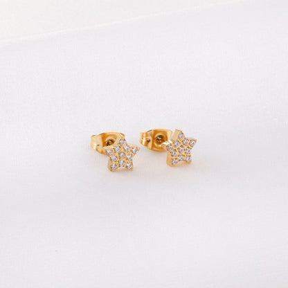 Women Earring New Trendy Stainless Steel Gold Color Flower Star butterfly Heart Monn Stud Earring Fashion Jewelry