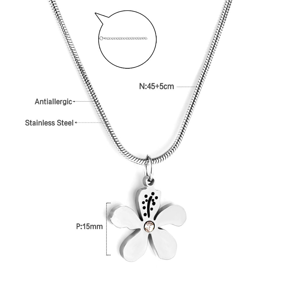 Simple Bohemian Colorful Crystal Flower Necklace for Women Girls Chic Boho Clavicle Cuban Link Chain Collier Femme