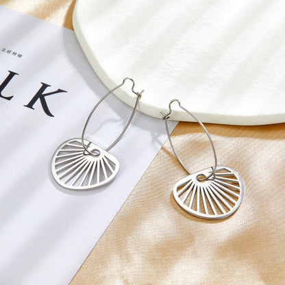 Fashion Stainless Steel Fan-shaped Enamel Girls Kids Jewelry Earrings