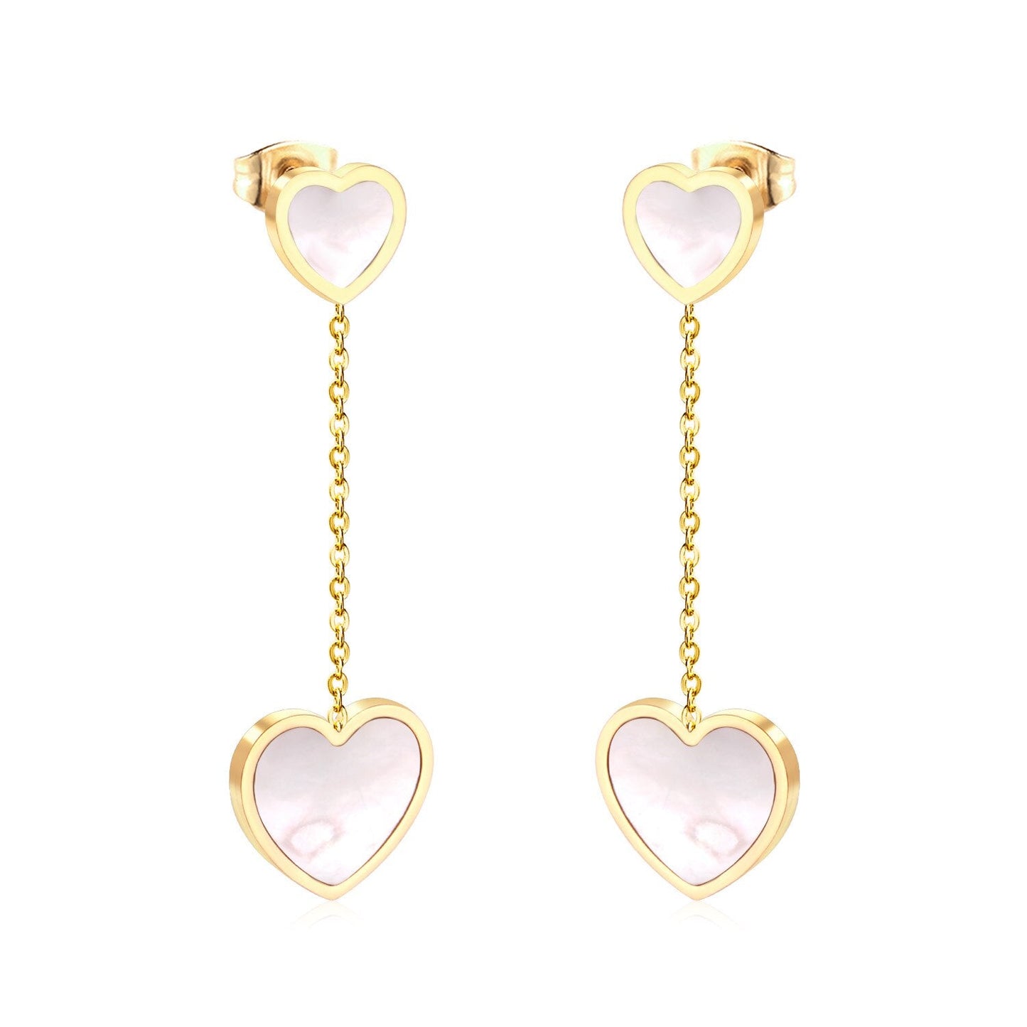 ASON Korean Style Statement Drop Earrings Shell Heart Dangle Earring Stainless Steel Jewelry for Women Femme Party Gift