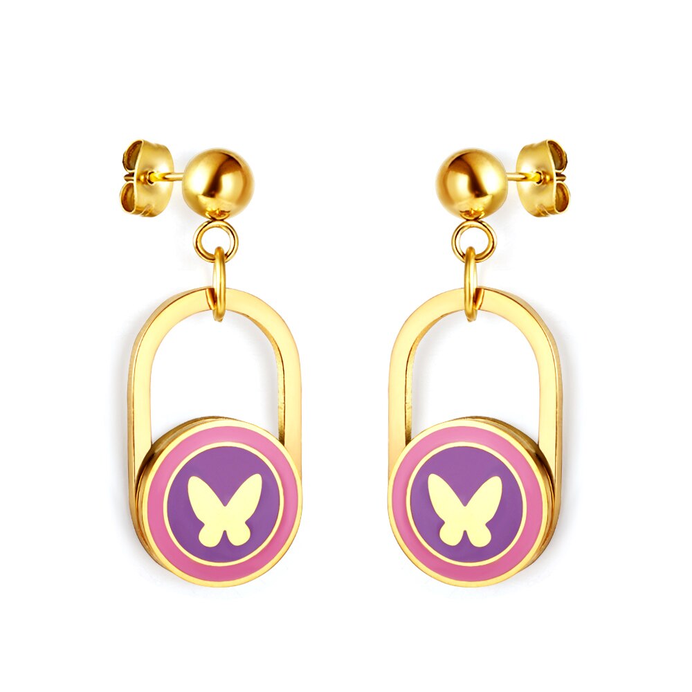 Egirls Jewelry On Ears Oval Shape Trendy Products Gifts For Girls/Woman Cute Pink Butterfly Earrings Heart Dangles
