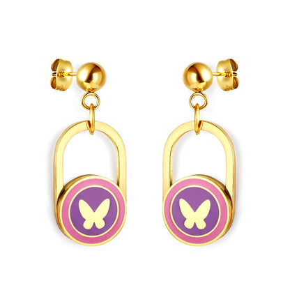 Egirls Jewelry On Ears Oval Shape Trendy Products Gifts For Girls/Woman Cute Pink Butterfly Earrings Heart Dangles