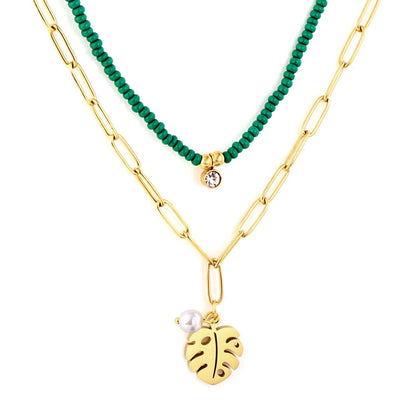 Double Layered Necklace Imitation Pearl Beads Snake Choker For Woman Trendy Collier Vintage Tennis Aesthetic Jewlry