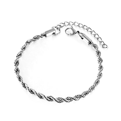 Wholesale Twist Bracelets 2/3/4/5mm Woman Boho Rolo Chain Bracelets Waterproof Stainless Steel Vintage Hand Jewelry pulseras