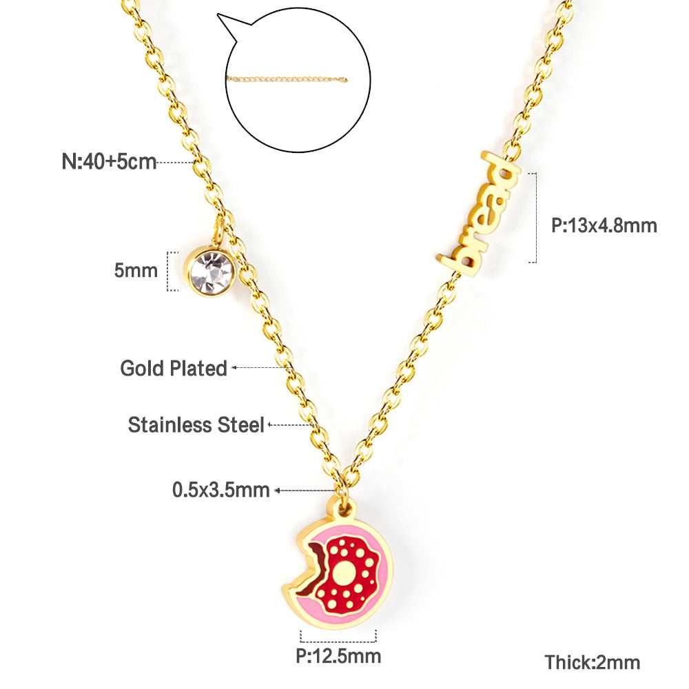Enamel Girls Kids Jewelry Cute Crystal Strawberry Pendant Necklace for Women Stainless Steel Waterproof Sweet Choker Birthday Gifts