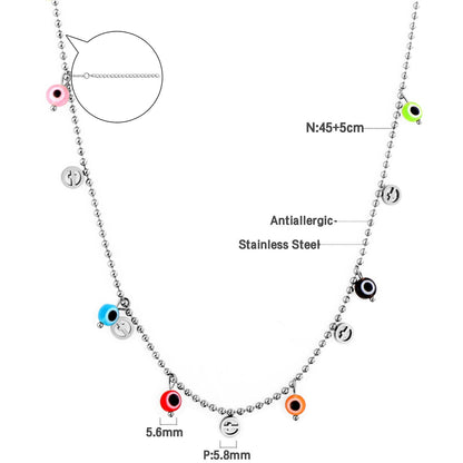 Bohemian Summer Colorful Evil Eyes Beads Necklace For Women Girls Stainless Steel Cross Charm Thin Choker Boho Jewelry