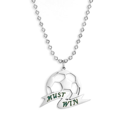 World Cup Football Pendant Necklace For Woman Must Win Man Sport Statement Thick Beads Chain Necklaces Brand Design