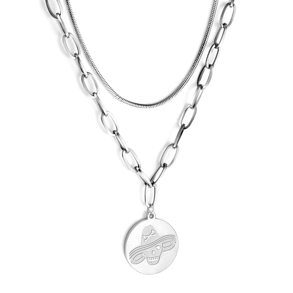 Halloween 2022 New Collier For Man/Woman Celebrate Jewelry On Neck Stainless Steel Waterproof Skull Charms Necklace