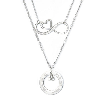 Beads Chains Layer Necklace For Women Stainless Steel Accessories Silver Color Ring and Heart Pendants Fashion Jewelry