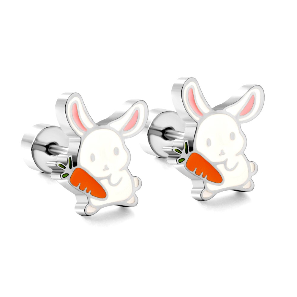 Cute Girls's Earrings Acrylic Design Animals Piercing Butterflies Stainless Steel Penguin Childlike серьги brinco