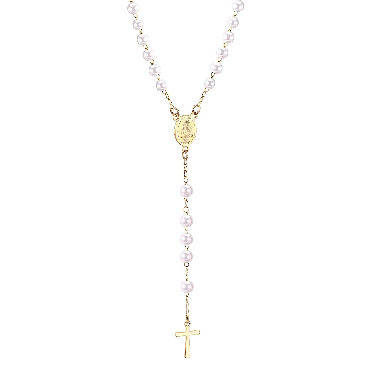 Wholesale Ason Long Scapular Catholic Rosaries Beads Christian Cross Pendant Necklaces Stainless Steel for Women Men Jewelry Chokers