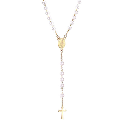 Wholesale Ason Long Scapular Catholic Rosaries Beads Christian Cross Pendant Necklaces Stainless Steel for Women Men Jewelry Chokers