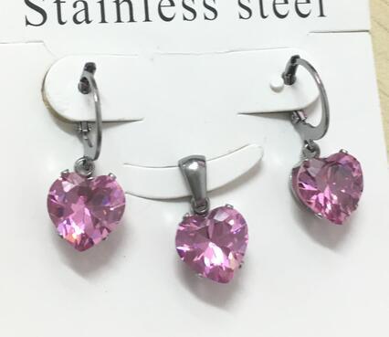 Heart Shape Luxury Jewelry Sets For Woman Dangle AAA Zirconia Earrings With Heart Fairy Aesthetic Pendant Necklace
