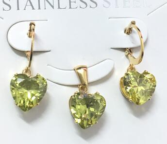 Heart Shape Luxury Jewelry Sets For Woman Dangle AAA Zirconia Earrings With Heart Fairy Aesthetic Pendant Necklace