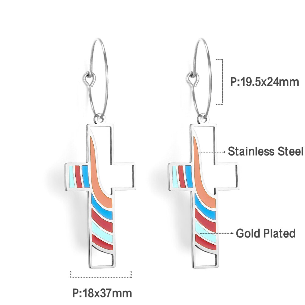 Summer Stainless Steel Geometric Hoop Earrings Minimalist Fan Leaf Shape Unusual Beach Waterproof Jewelry For Women