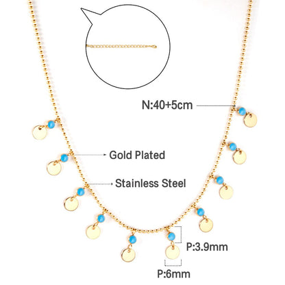 Bohemian Summer Colorful Evil Eyes Beads Necklace For Women Girls Stainless Steel Cross Charm Thin Choker Boho Jewelry