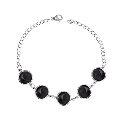 ASON Trendy Opals 20cm Chain Bracelet Bangle Gold Color Stainless Steel for Women Accessories Jewelry Mujer Daily Wear