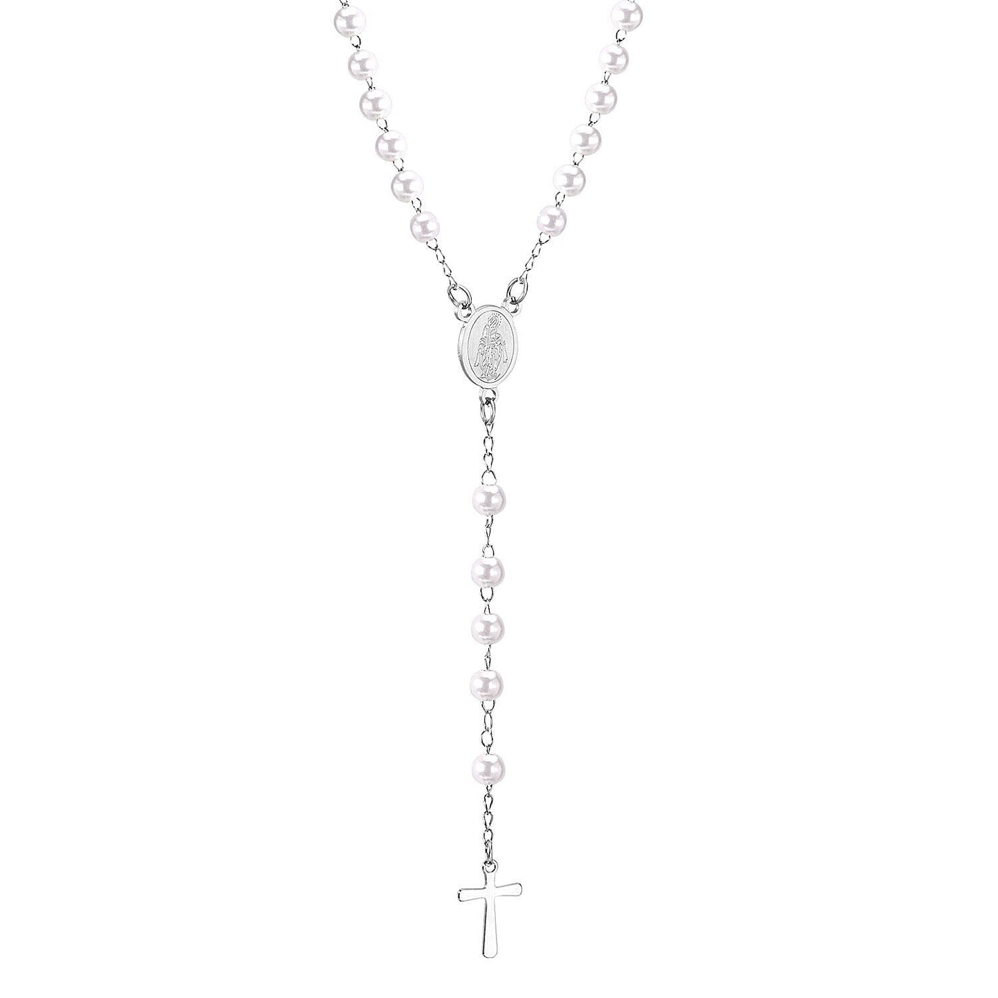 Wholesale Ason Long Scapular Catholic Rosaries Beads Christian Cross Pendant Necklaces Stainless Steel for Women Men Jewelry Chokers