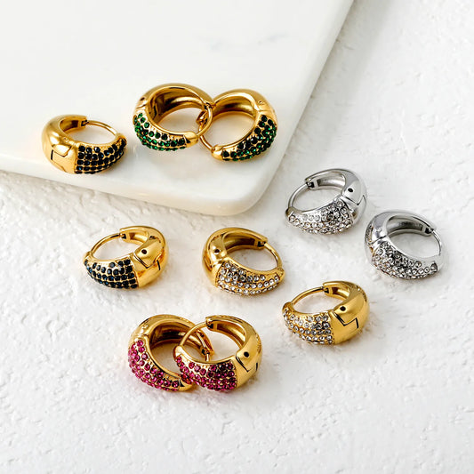 Wholesale Stainless Steel 7.3*15mm PVD 18k gold Hoop Earring Geometric Waterproof for Women