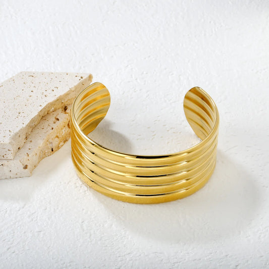 ✨💫 Wholesale 29mm 60mm ID Gold Bangle | Smooth Twist Design | Stainless Steel Cuff