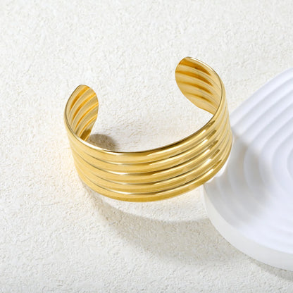 ✨💫 Wholesale 29mm 60mm ID Gold Bangle | Smooth Twist Design | Stainless Steel Cuff