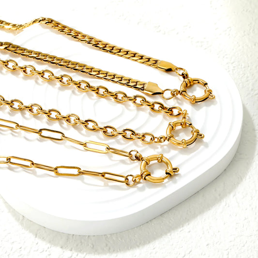 ✨ 40cm/43cm 18k gold plated Stainless Steel Chain Necklace Wholesale (MOQ 12+) | Durable Jewelry Chains 🌍 | Box/Cable/Rope/Franco Links
