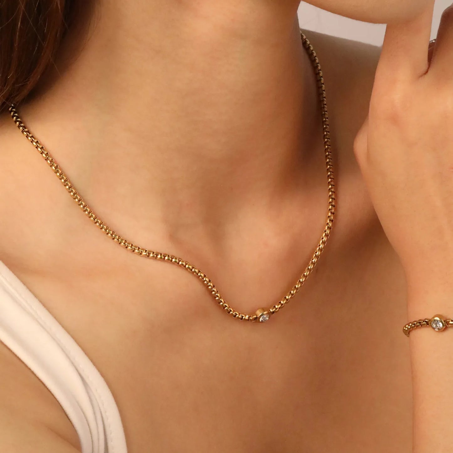 ✨ 18k gold plated 46+5cm Zircon Stainless Steel Chain Necklace Wholesale (MOQ 12+) | Durable Jewelry Chains 🌍 | Box/Cable/Rope/Franco Links