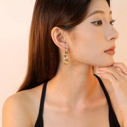 ✨ Wholesale Two-Tone Stainless Steel Fringe Earrings | 3x7mm to 12.5x15mm Graduated Oval Drops | Modern Tassel Design