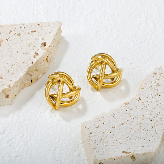 ✨🌪️ Wholesale 20x19mm Hollow Hoop Earrings | Gold Stainless Steel | Windmill Design