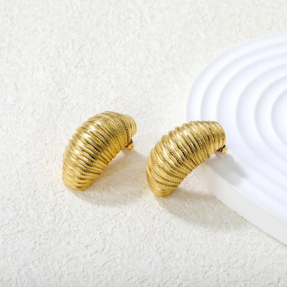 ✨ Wholesale 17x32mm Twisted Hoop Earrings | Gold Stainless Steel | Textured Design