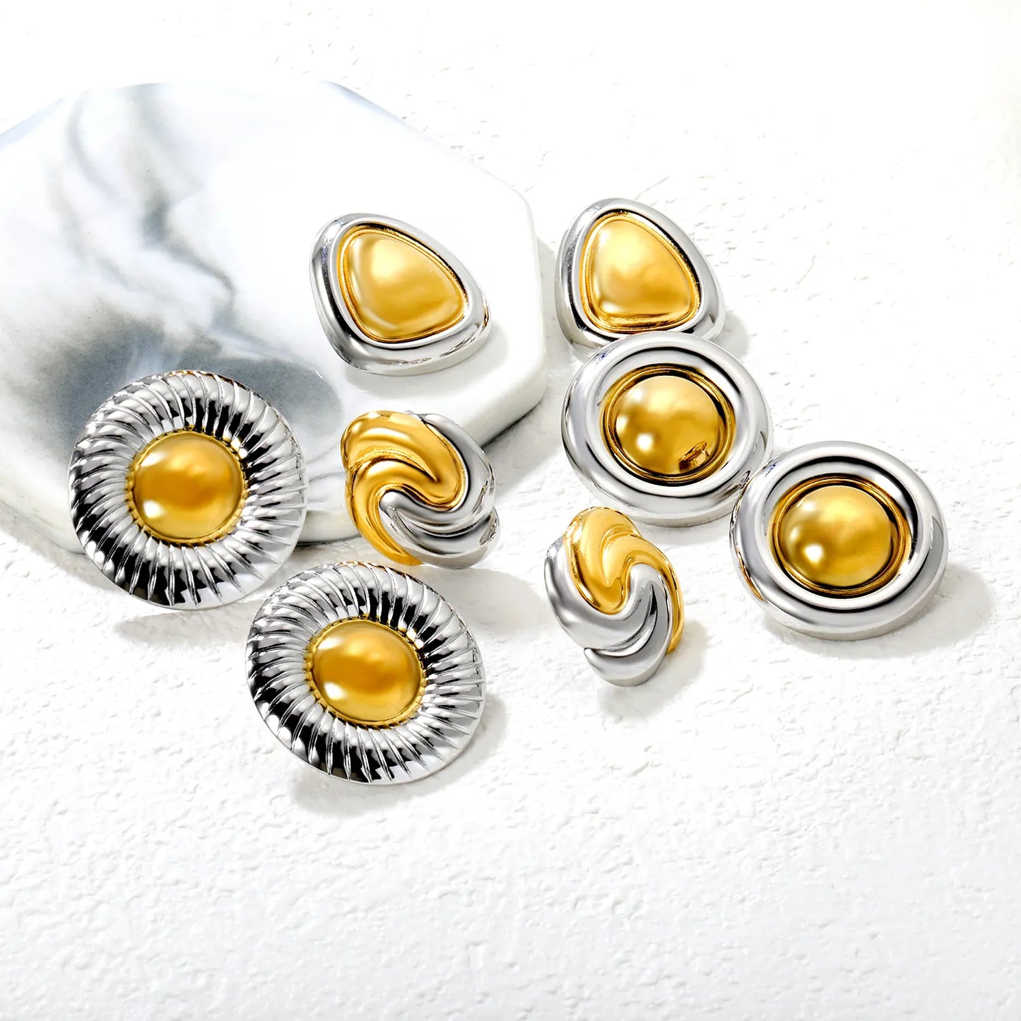 ✨  18K Gold PVD Stud Oversized  Earrings Wholesale (MOQ 10+ Pairs) | Stainless Steel Hypoallergenic 🌍 | Large 8-12mm Luxury Ear Studs