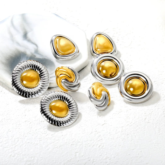 ✨  18K Gold PVD Stud Oversized  Earrings Wholesale (MOQ 10+ Pairs) | Stainless Steel Hypoallergenic 🌍 | Large 8-12mm Luxury Ear Studs