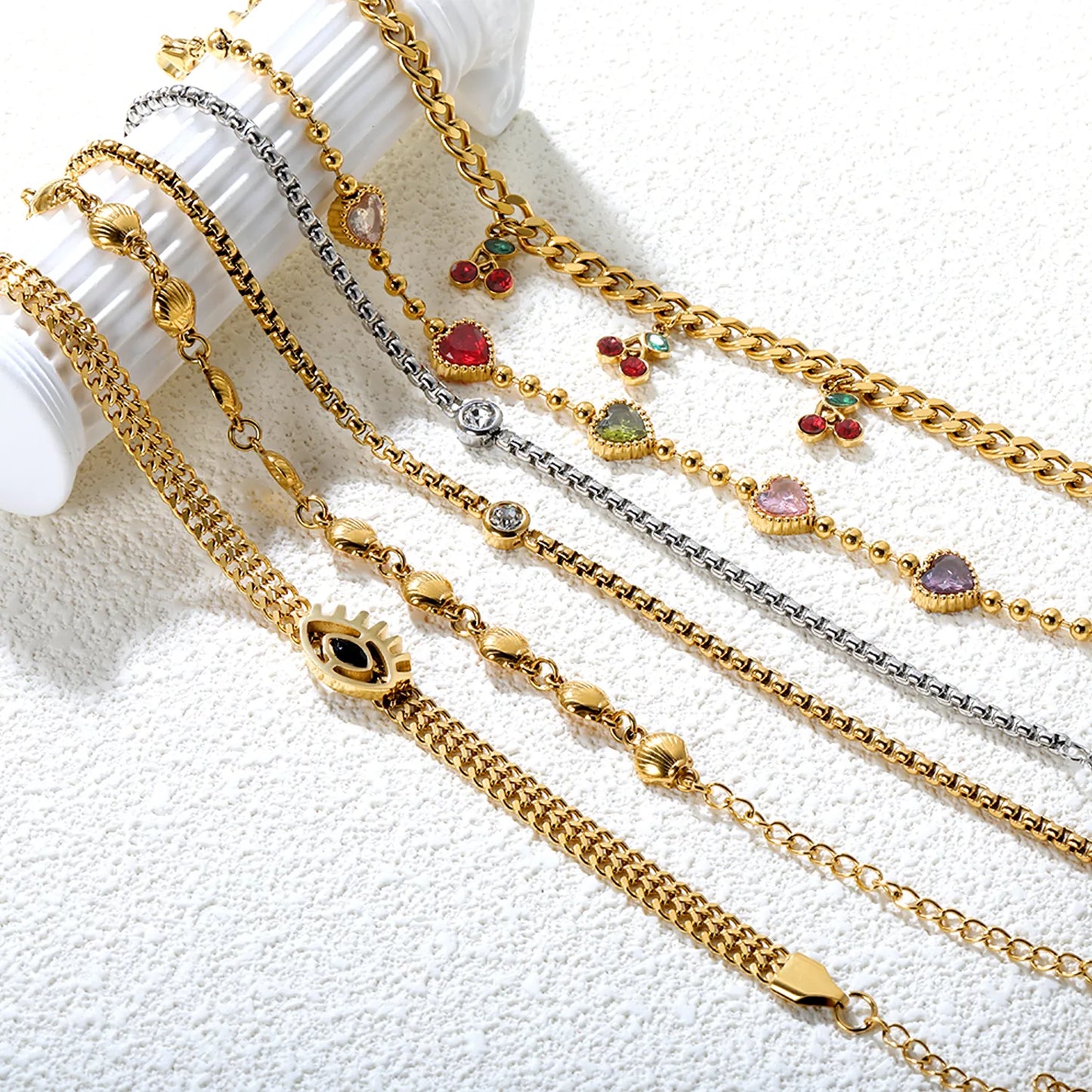 ✨ 18K Gold Plated Bracelet Wholesale (MOQ 12+) | Stainless Steel Hypoallergenic 🌍 | Dainty Chain & Charm Bracelets