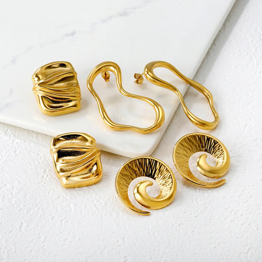 ✨  18K Gold PVD Stud Earrings Wholesale (MOQ 12+ Pairs) | Stainless Steel Hypoallergenic 🌍 | Large 8-12mm Luxury Ear Studs