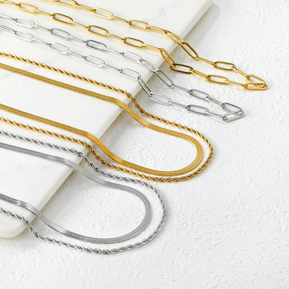 ✨ 18K Gold PVD Double Chain Necklace Wholesale (MOQ 12+) | Stainless Steel Layered Chains 🌍| Hypoallergenic Dainty Necklaces Set