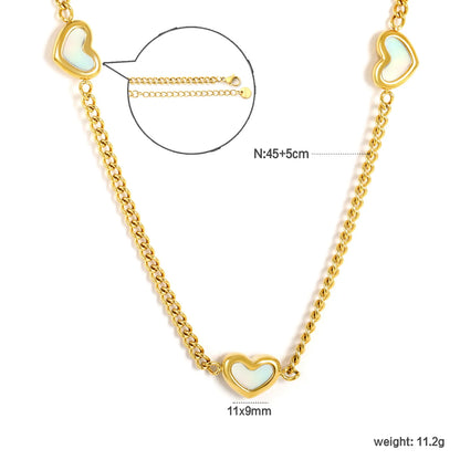 ✨💖 Wholesale 11x9mm Shell Heart Pendant Necklace | 40+5cm Gold Chain | Beach Jewelry