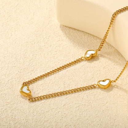 ✨💖 Wholesale 11x9mm Shell Heart Pendant Necklace | 40+5cm Gold Chain | Beach Jewelry