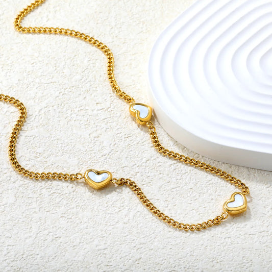 ✨💖 Wholesale 11x9mm Shell Heart Pendant Necklace | 40+5cm Gold Chain | Beach Jewelry