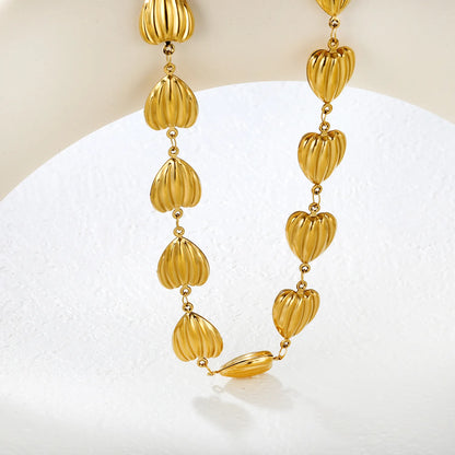 ✨💝 Wholesale 15x14mm Hollow Heart Necklace | 17-Piece Chain | Gold Stainless Steel