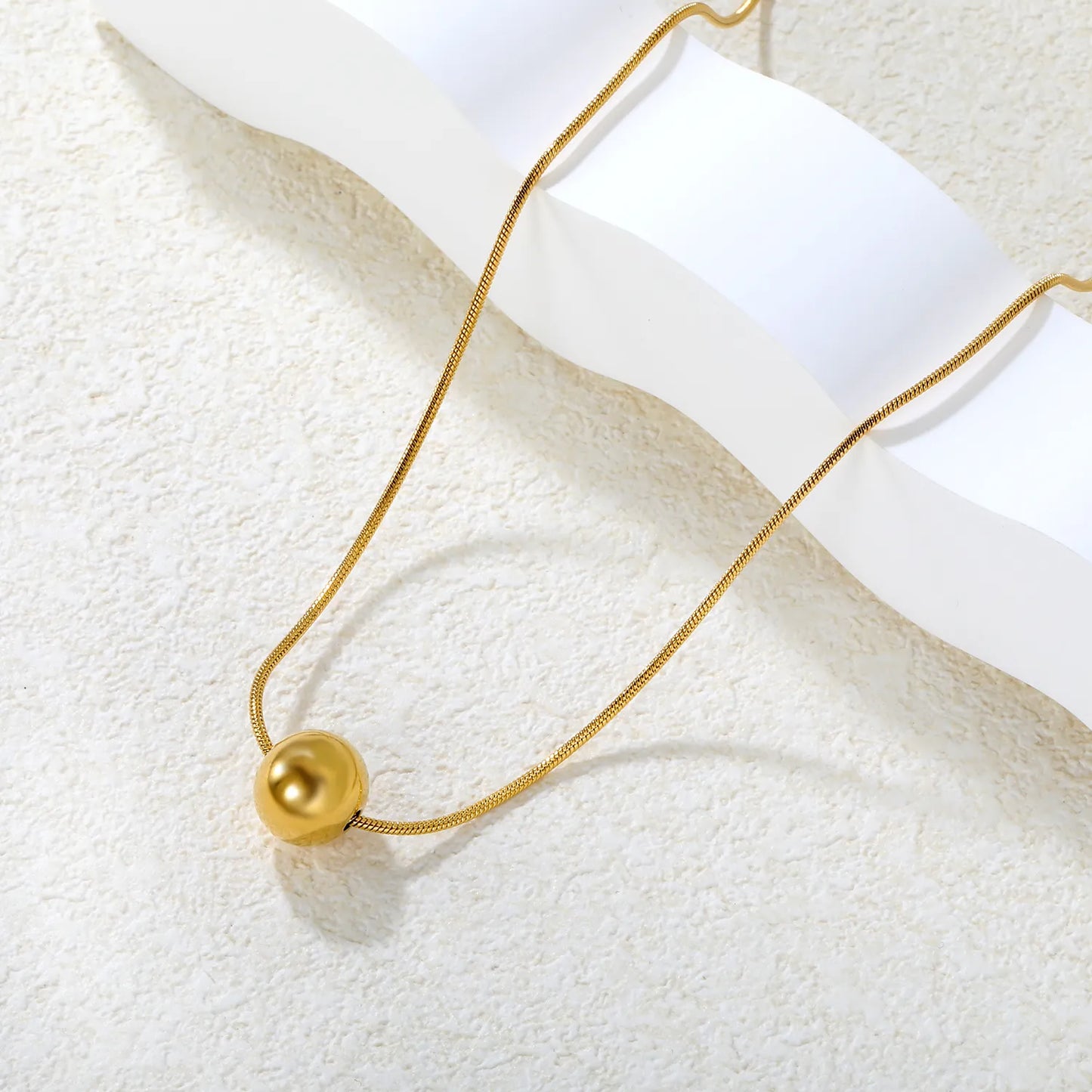 ✨ Wholesale Two-Tone/Gold Stainless Steel Beaded Necklace | 12mm Gold Beads & 1.2mm Snake Chain 60cm | Statement Sweater Chain