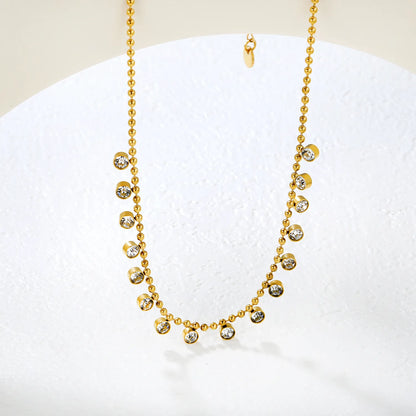 ✨💎 Wholesale 4mm Diamond Circle Necklace | 16-Piece Chain | Gold Stainless Steel