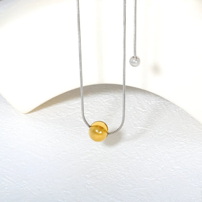 ✨ Wholesale Two-Tone/Gold Stainless Steel Beaded Necklace | 12mm Gold Beads & 1.2mm Snake Chain 60cm | Statement Sweater Chain